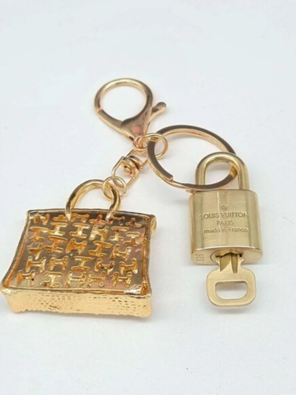 Louis Vuitton Gold Padlock 🔒 Key Set Authentic LV w/ Unbranded Bag Keychain